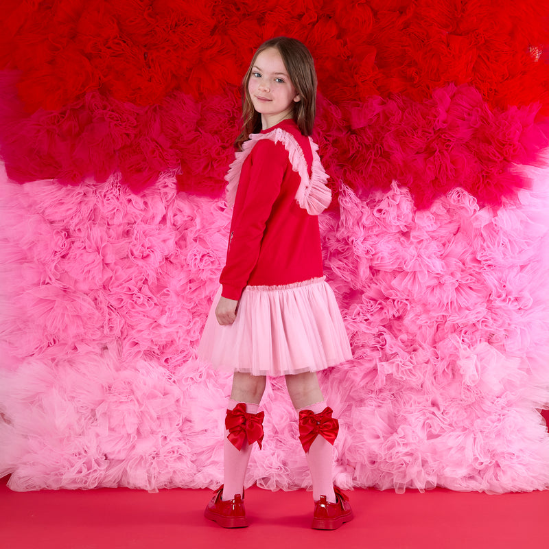 PREORDER AW25 ADee LACEY Red & Pink Logo Tulle Dress