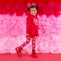 AW25 ADee LOLA Red & Pink Heart Print Leggings Set