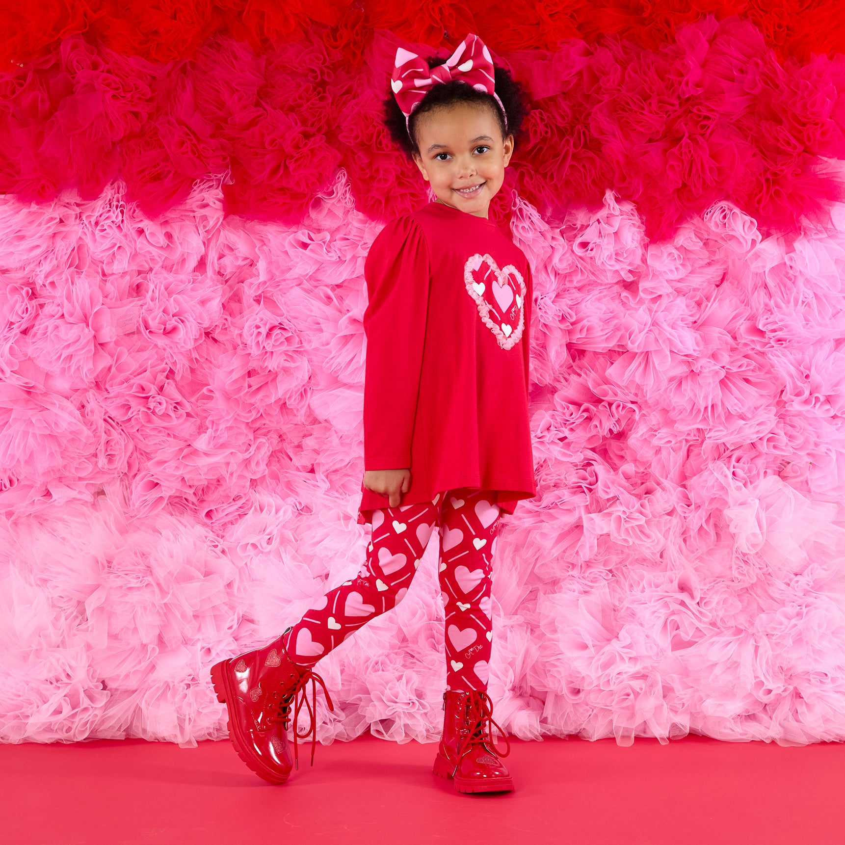 AW25 ADee LOLA Red & Pink Heart Print Leggings Set