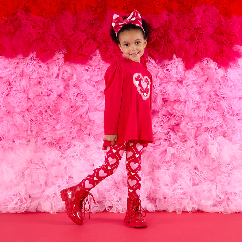 AW25 ADee LOLA Red & Pink Heart Print Leggings Set