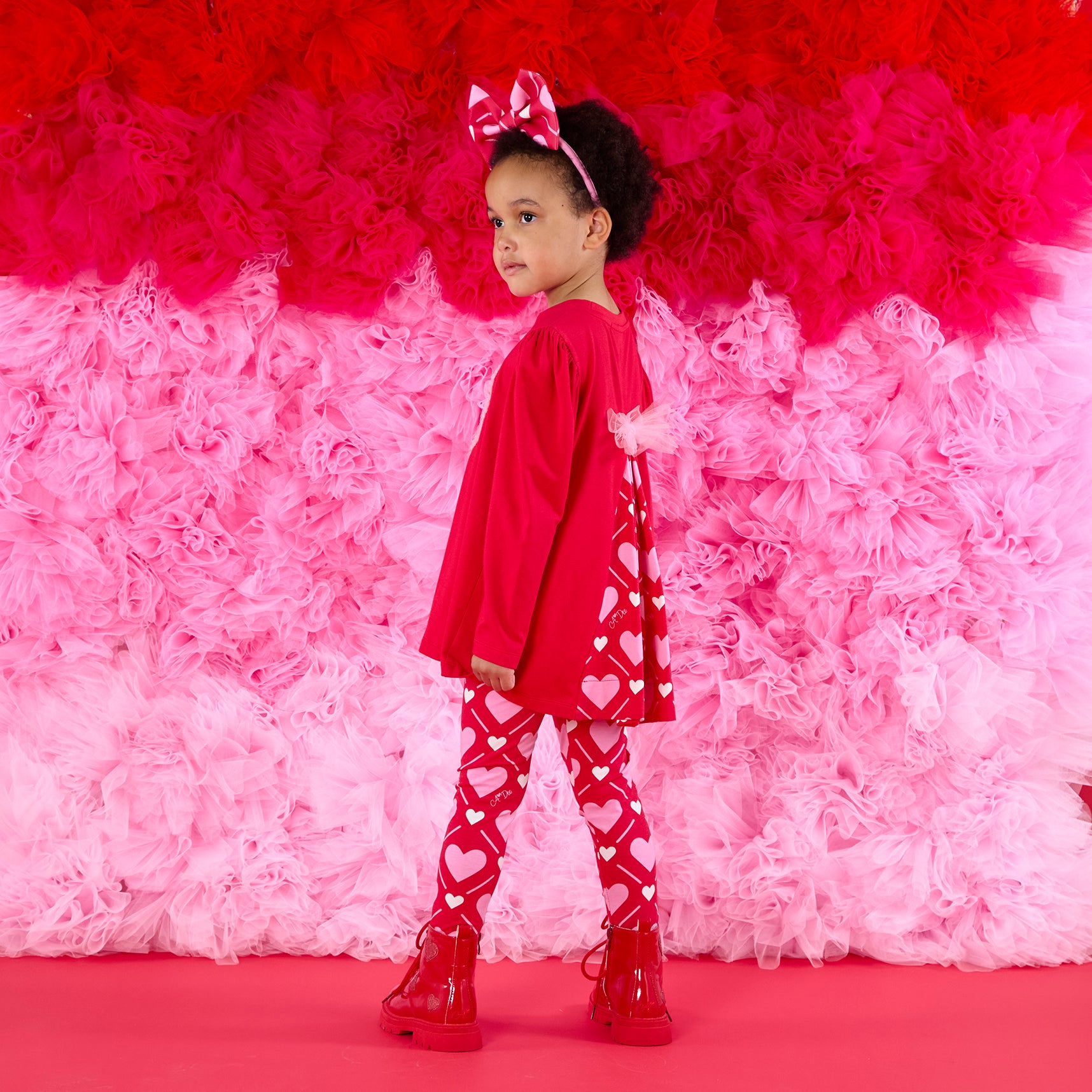 AW25 ADee LOLA Red & Pink Heart Print Leggings Set