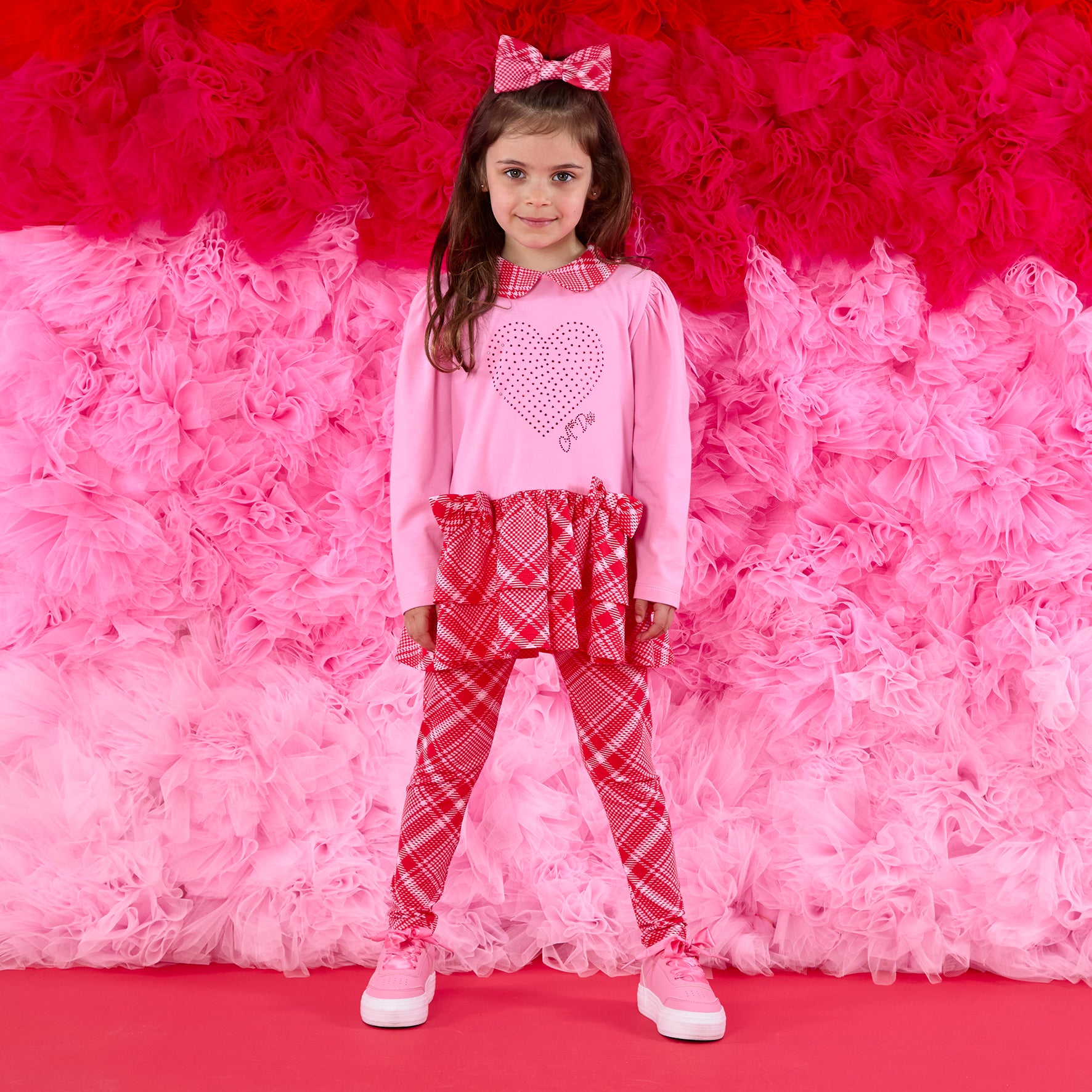 PREORDER AW25 ADee LYDIA Pink & Red Heart Check Leggings Set