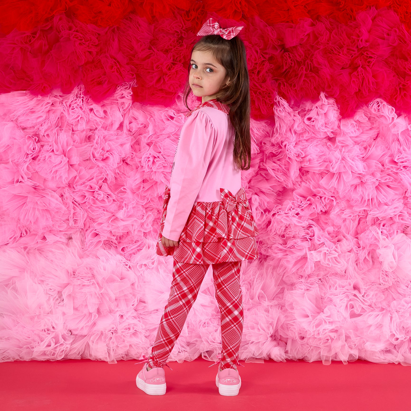 PREORDER AW25 ADee LYDIA Pink & Red Heart Check Leggings Set