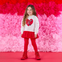 PREORDER AW25 ADee LUCIA White & Red Heart Tulle Leggings Set