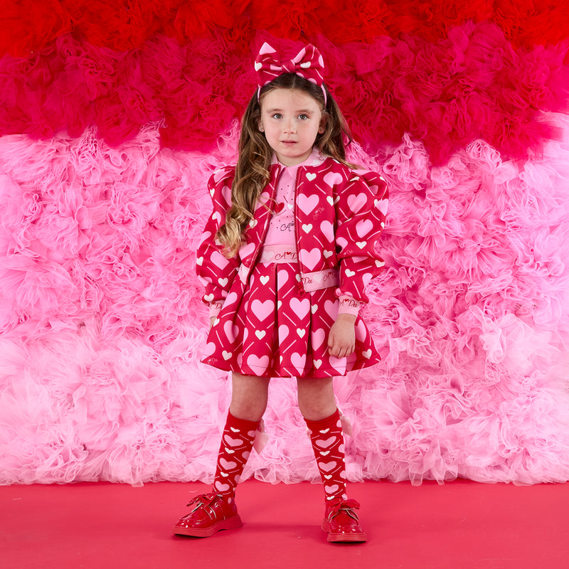 AW25 ADee LISETTE Red & Pink Heart Print Bomber Jacket