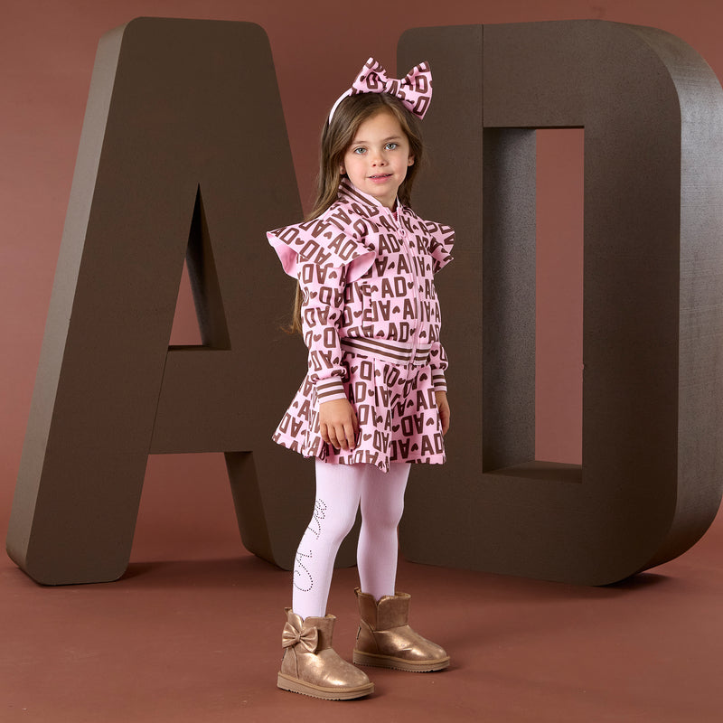 AW25 ADee MELODY Pink & Brown Initial Print Bomber Jacket
