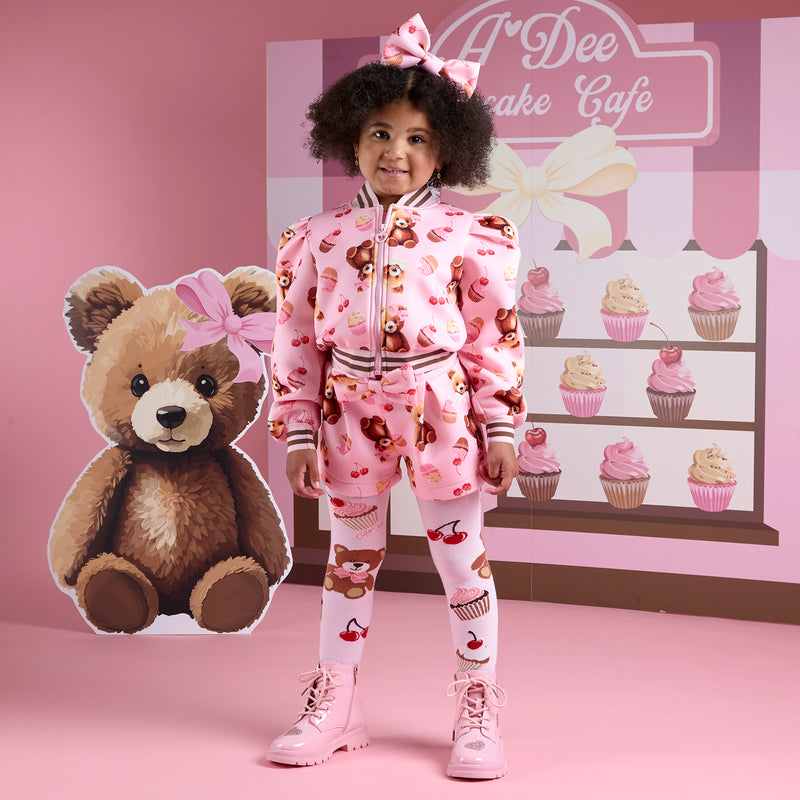 AW25 ADee LISETTE Pink Bear Print Bomber Jacket