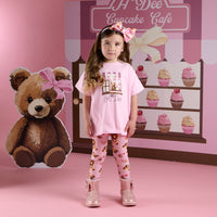 AW25 ADee MIMI Pink Bear Print Logo Leggings Set
