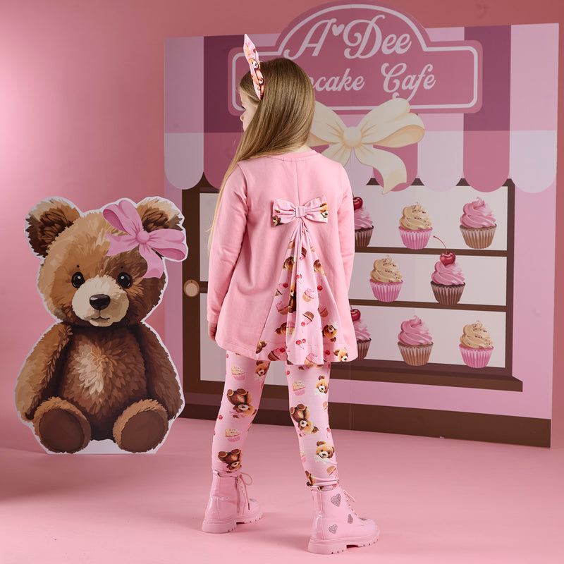 AW25 ADee MISSY Pink Cupcake Bear Print Leggings Set