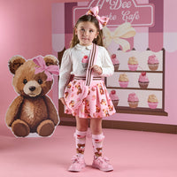 AW25 ADee MABEL White Cupcake Bear Print Logo Skirt Set