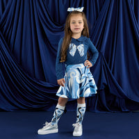 AW25 ADee NELLIE Navy Blue Swirl Print Bow Logo Skirt Set
