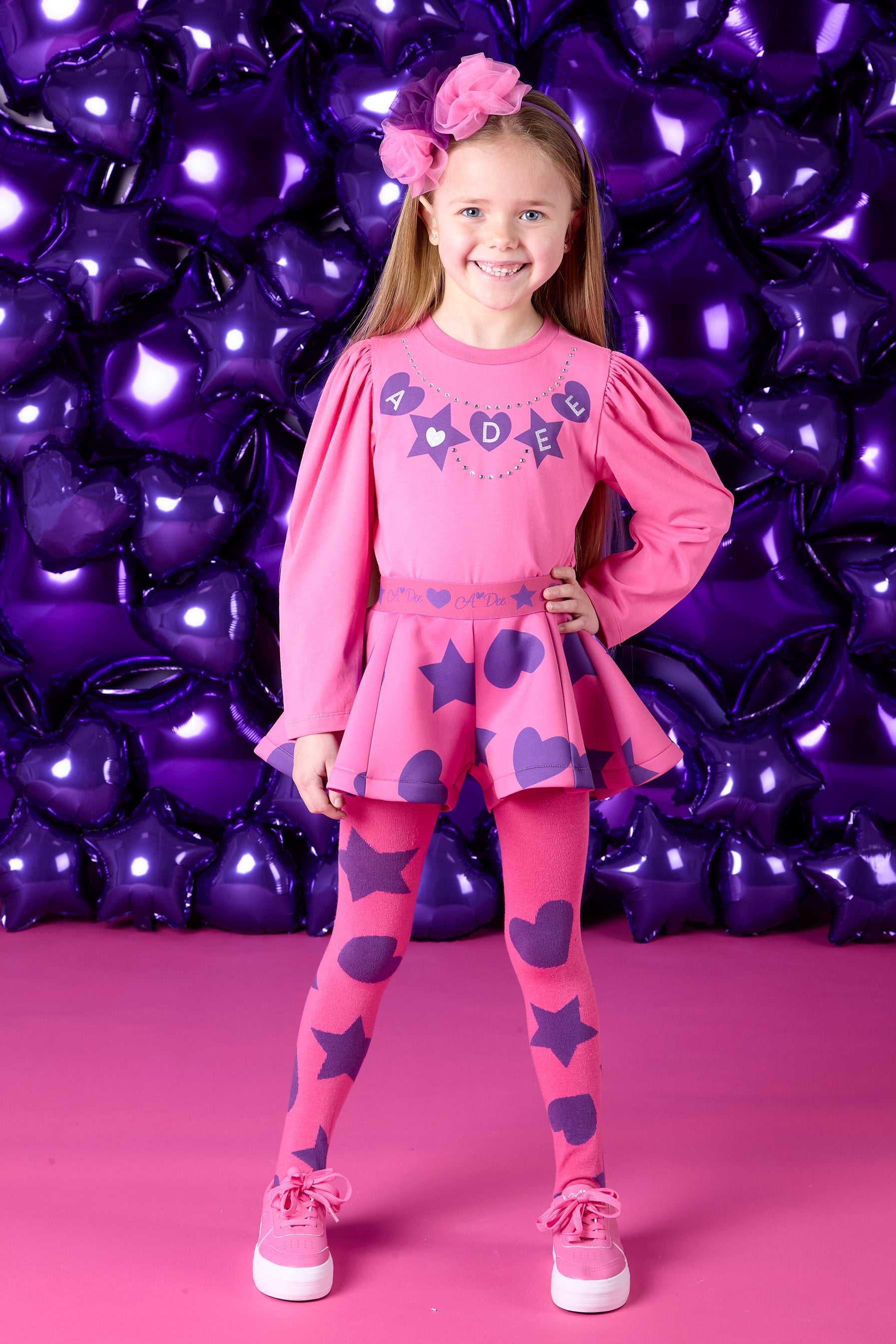ADee TIFFANY Hot Pink Hearts & Stars Print Short Set