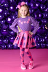 ADee TAYLOR Bold Purple Hearts & Stars Print Skirt Set