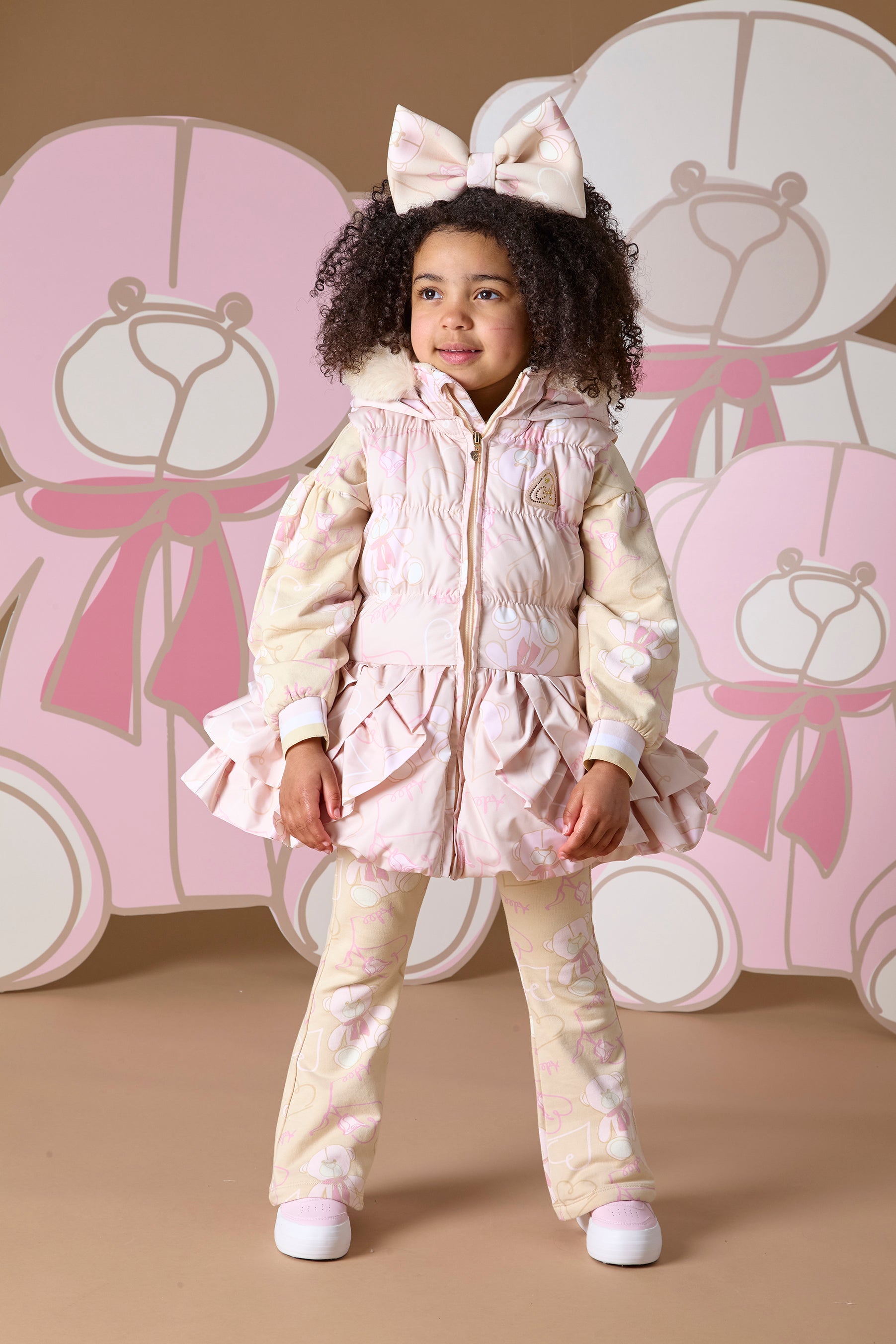 ADee STORMI Beige Faux Fur Teddy Print Gilet