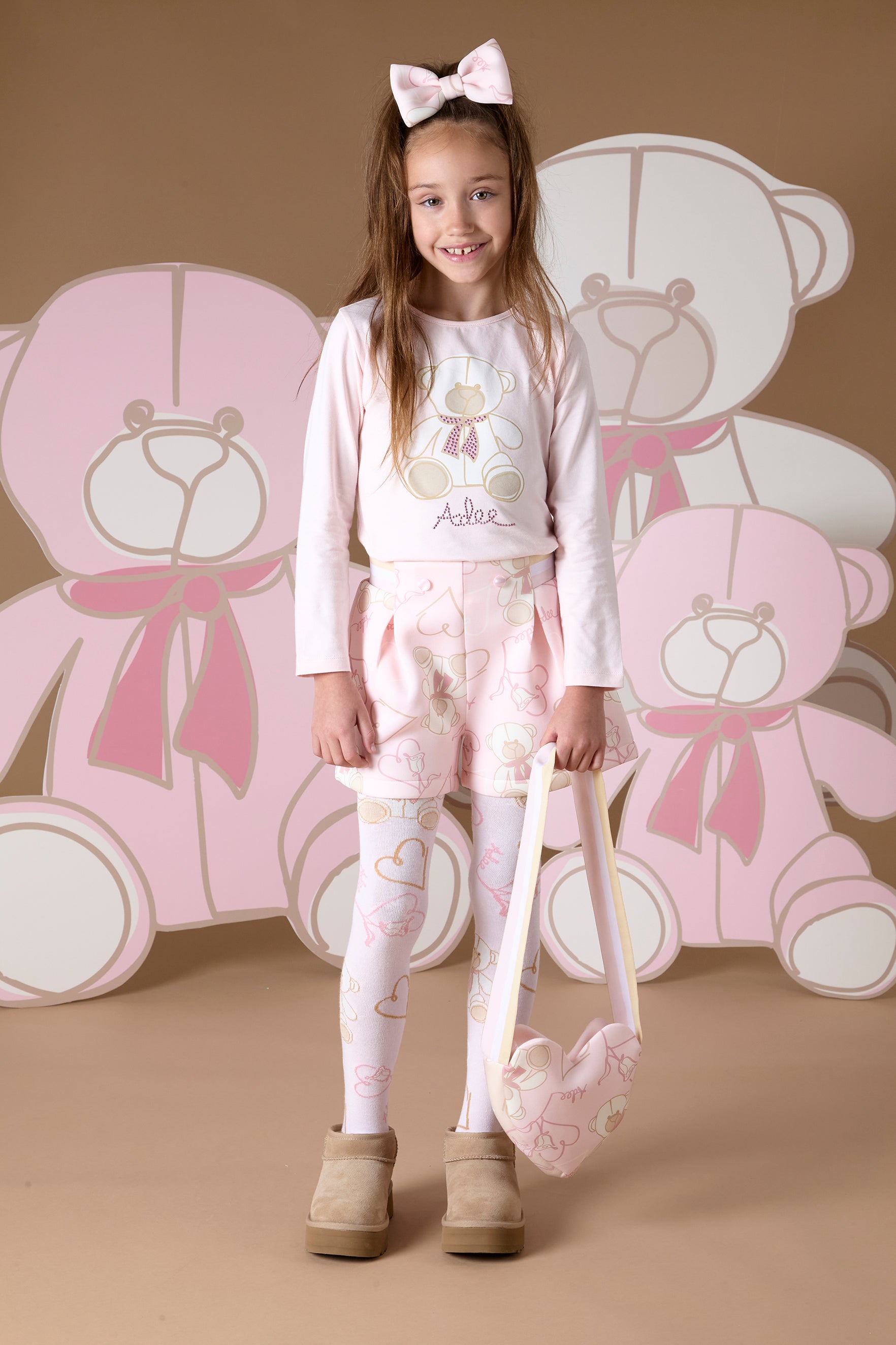 ADee SUZI & STEVIE Baby Pink Teddy Print Short Set