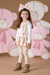 ADee SUMMER Beige Teddy Print Bow Legging Set