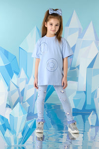 ADee PAM Iced Blue Baggy Tee Diamond Legging Set