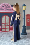 AW24 ADee RACHEL Navy Blue Bow Flare Tracksuit