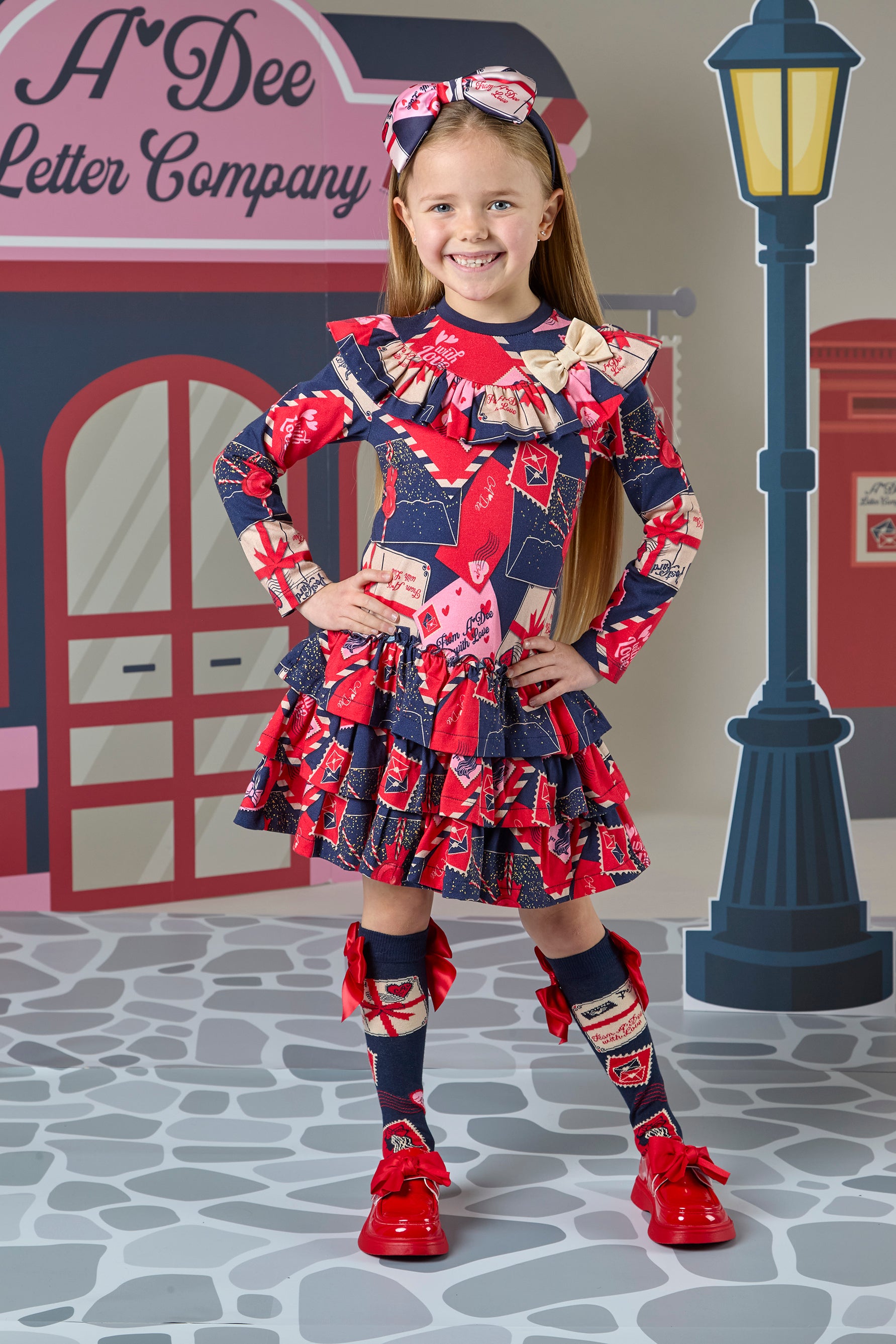 ADee REGINA Navy Blue Envelope Print Dress