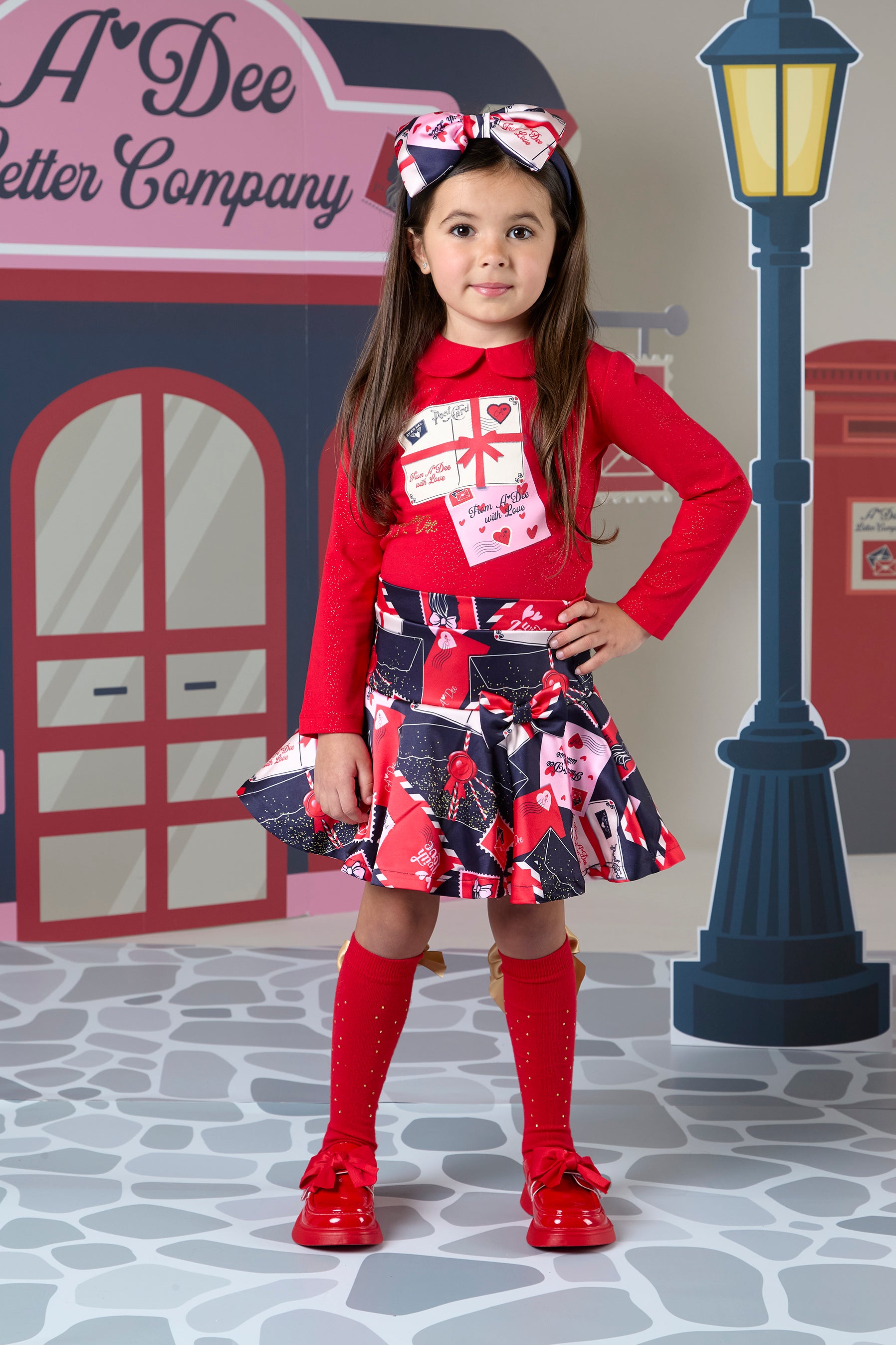 ADee ROXY Red Envelope Print Skirt Set