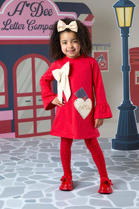 ADee ROBIN Red & Gold Bow Logo Handbag Dress