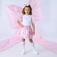 PREORDER SS26 ADee REMI White & Pink Logo Bow Dress