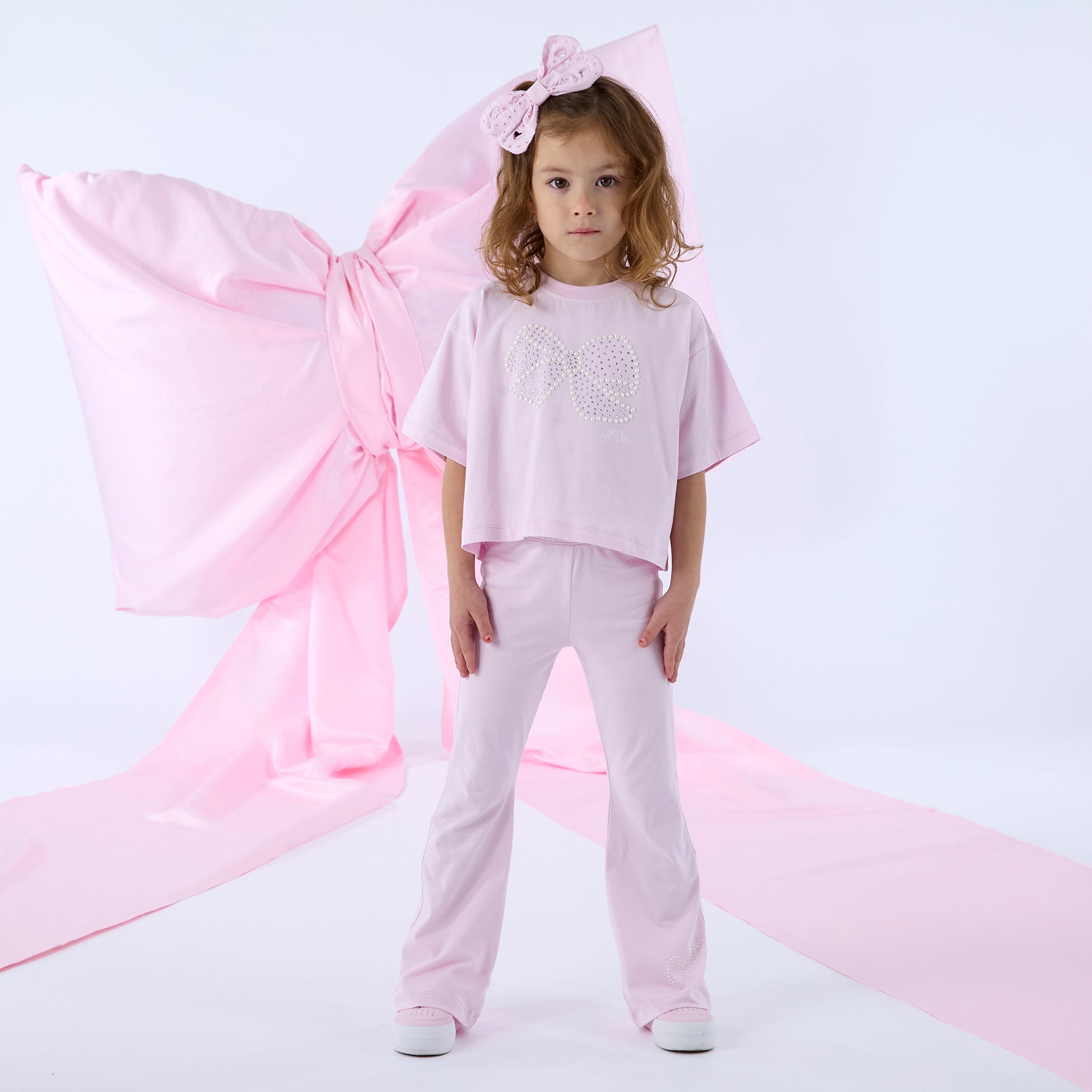 PREORDER SS26 ADee SAMANTHA Pink Pearl Bow Flared Leggings Set