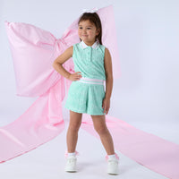 PREORDER SS26 ADee ROMI Green Pink & White Logo Terry Towelling Shorts Set