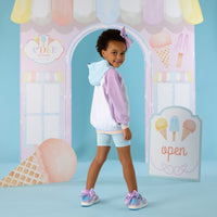 PREORDER SS26 ADee SISSY White Blue & Purple Colour Block Hoody Cycling Shorts Set