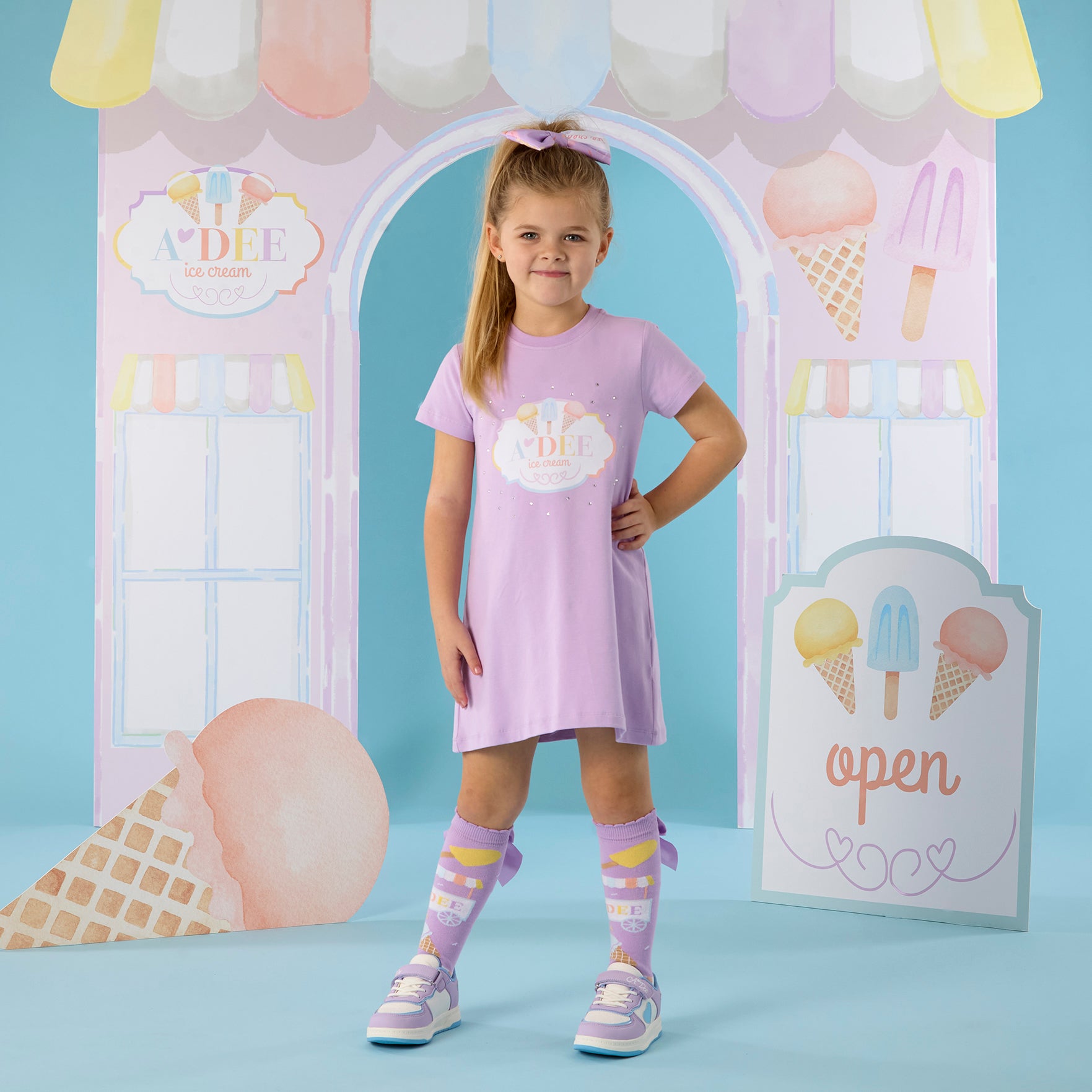PREORDER SS26 ADee SLOANE Purple Ice Cream Logo Dress