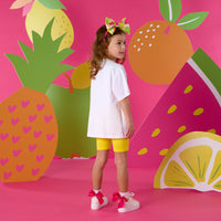 PREORDER SS26 ADee TRINITY White & Yellow 'Tutti Frutti' Cycling Shorts Set