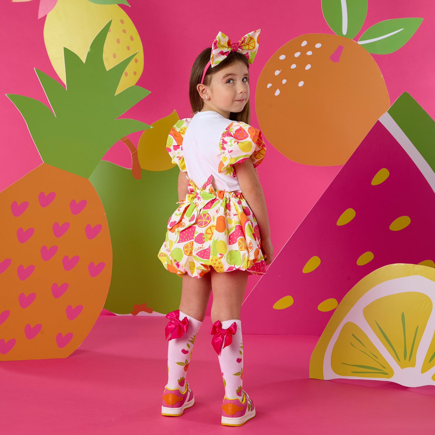 PREORDER SS26 ADee TIA White Multicoloured Fruit Print Skirt Set