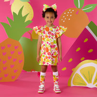 PREORDER SS26 ADee TAMARA Multicoloured Fruit Print Bow Frill Dress
