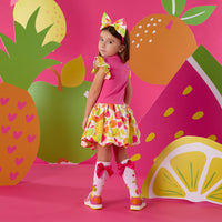 PREORDER SS26 ADee TILLY Pink Multicoloured Fruit Print Dress