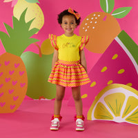 PREORDER SS26 ADee TIFFANY Yellow Multicoloured Zig Zag Print Skort Set