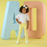 PREORDER SS26 ADee SAMANTHA White & Yellow Multicoloured Initial Print Flares Set