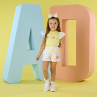 PREORDER SS26 ADee SIENNA Yellow Multicoloured Initial Print Shorts Set