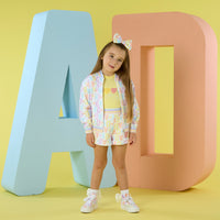 PREORDER SS26 ADee SASSY Multicoloured Initial Print Sequin Heart Bomber Jacket