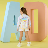 PREORDER SS26 ADee SASSY Multicoloured Initial Print Sequin Heart Bomber Jacket