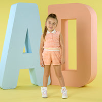 PREORDER SS26 ADee ROMI Peach Initial Print Terry Towelling Shorts Set