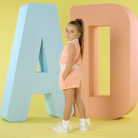 PREORDER SS26 ADee ROMI Peach Initial Print Terry Towelling Shorts Set