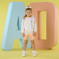 PREORDER SS26 ADee SISI Peach Multicoloured Initial Print Hoody Cycling Shorts Set