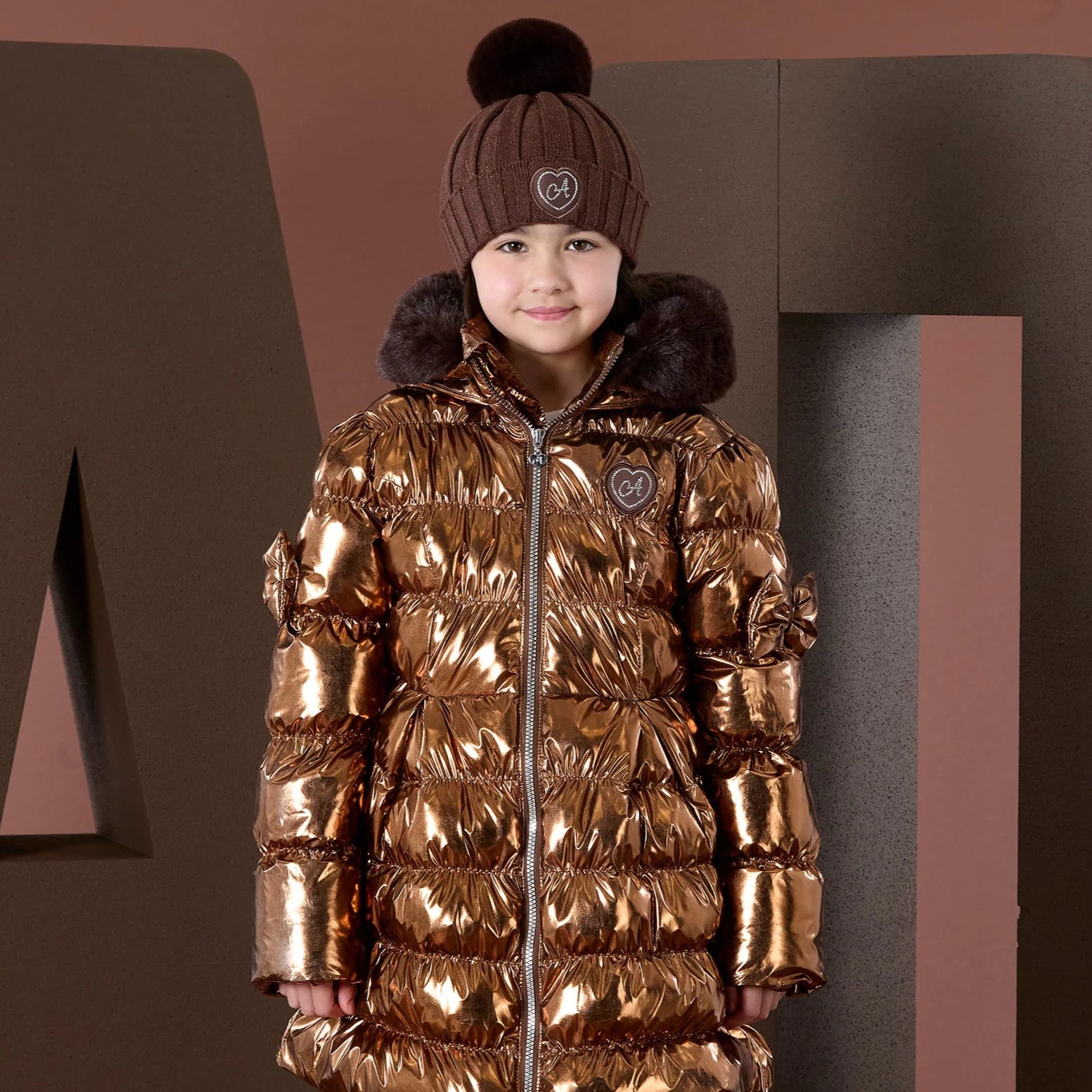 AW25 ADee MONTANA Brown Metallic Bow Coat