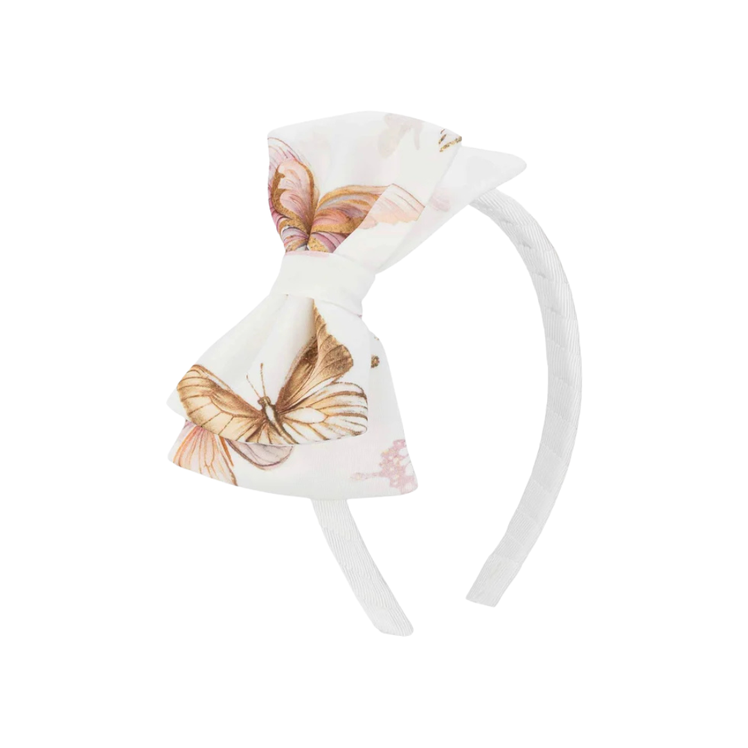 PREORDER SS26 Daga White Gold & Pink Butterfly Bow Headband