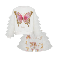 PREORDER SS26 Daga White Gold & Pink Butterfly Tulle Frill Sweat Shorts Set
