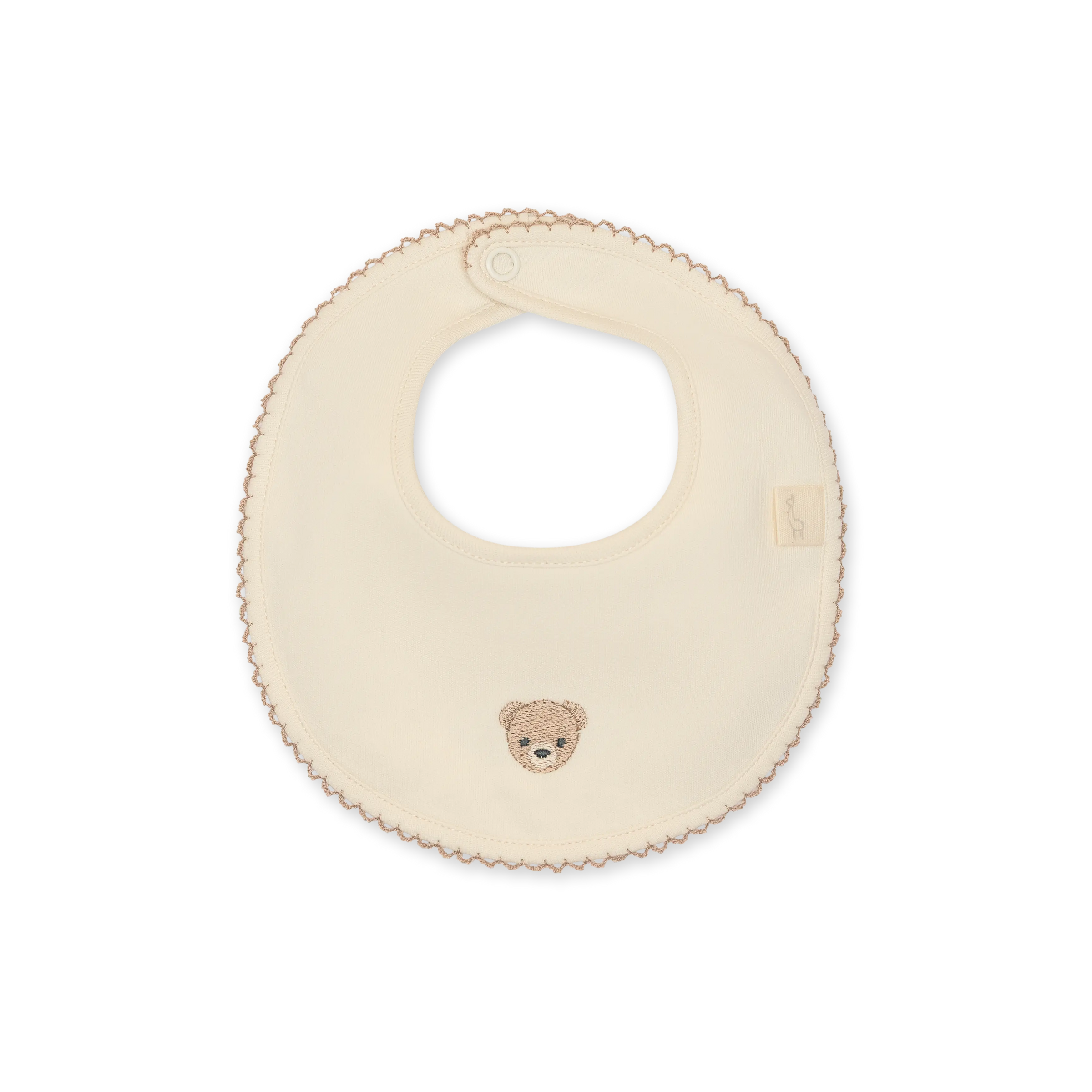 Baby Gi Beige & Brown Cotton Bear Bib
