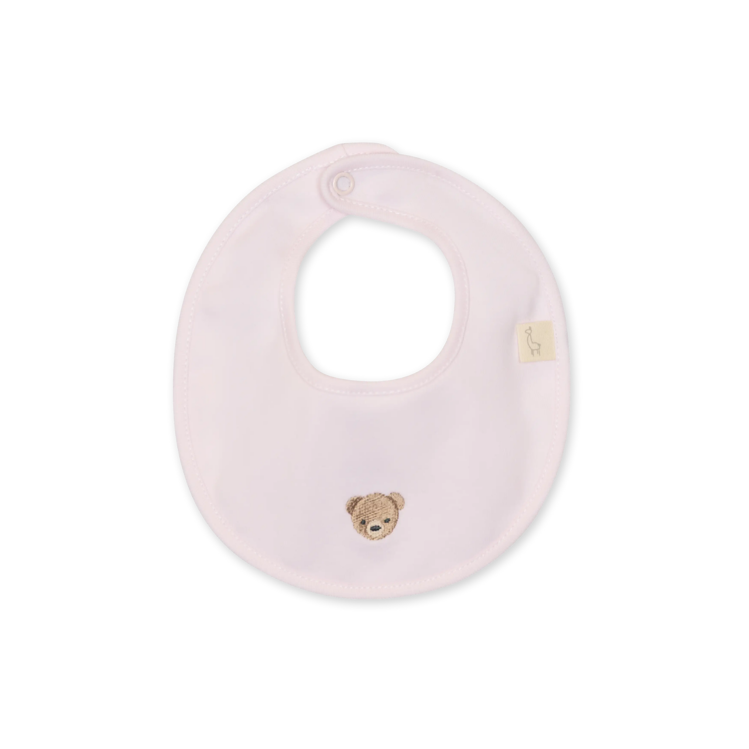 Baby Gi Pale Pink Cotton Bear Bib