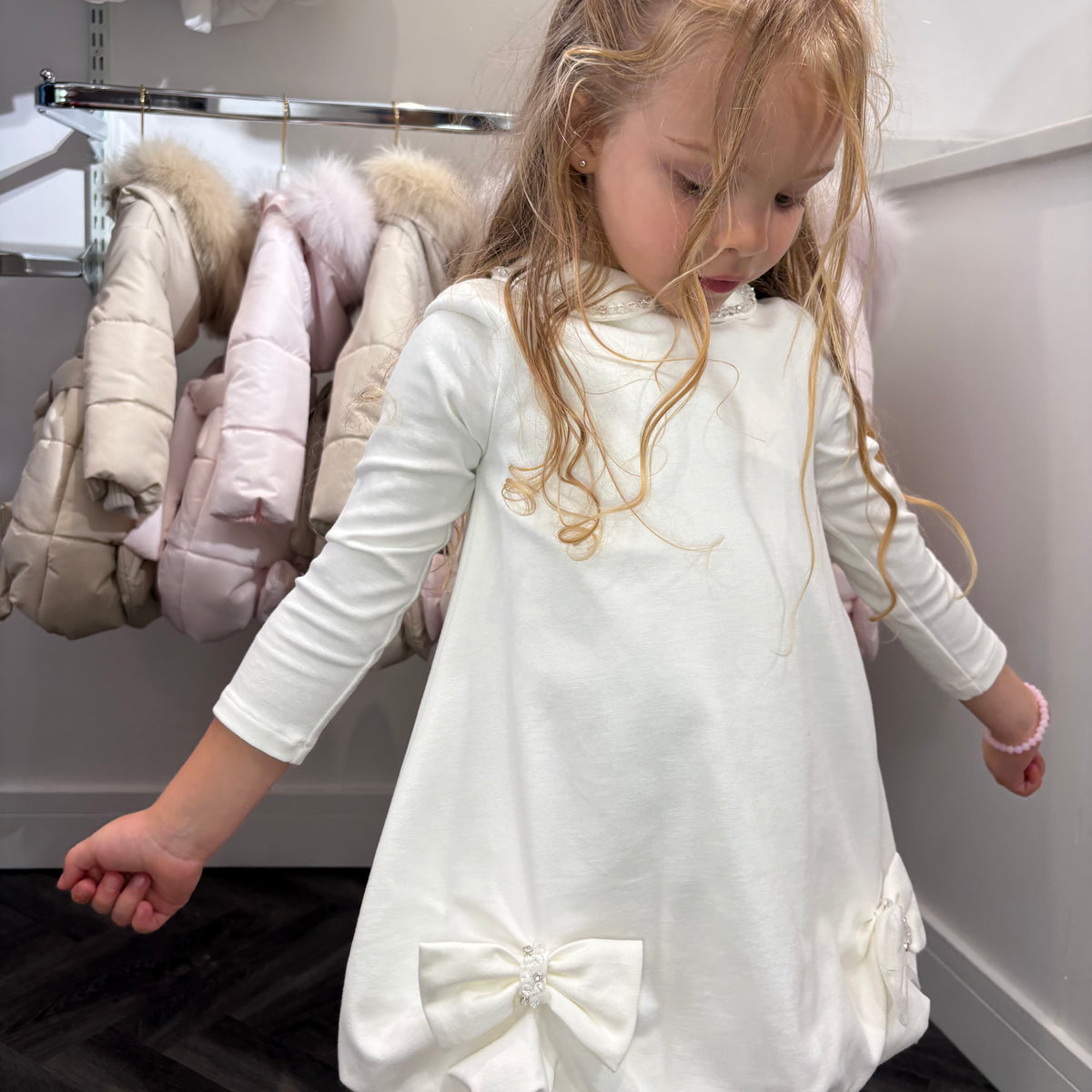 Bimbalo Girls Ivory Puffball Dress