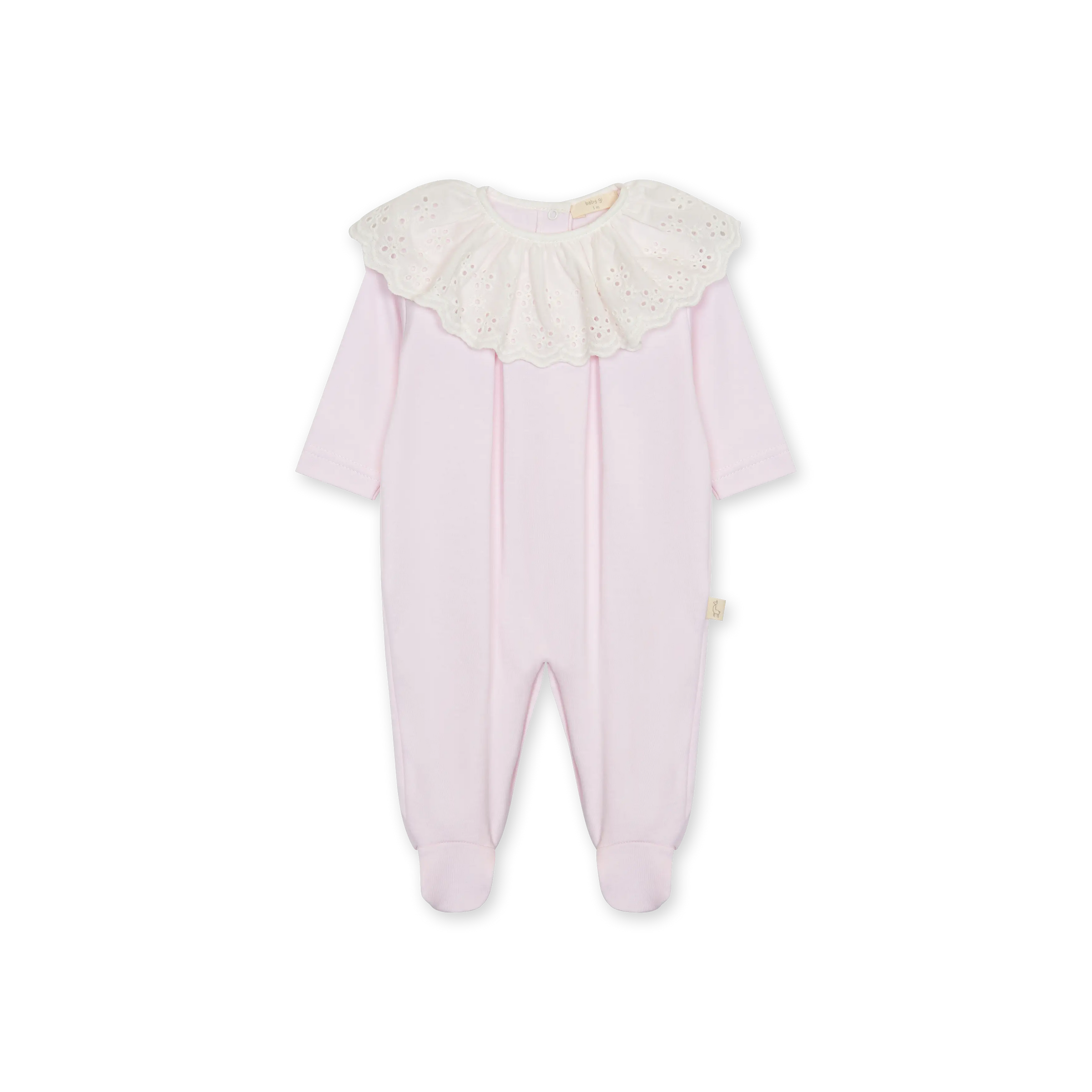 Baby Gi Pale Pink Cotton Broderie Anglaise Babygrow