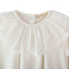 Baby Gi Ivory Velour Broderie Anglaise Collar Babygrow
